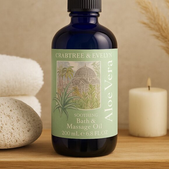 Crabtree & Evelyn Aloe Vera Soothing Bath & Massage Oil NEW 200 ml 6.8 oz - Picture 1 of 7